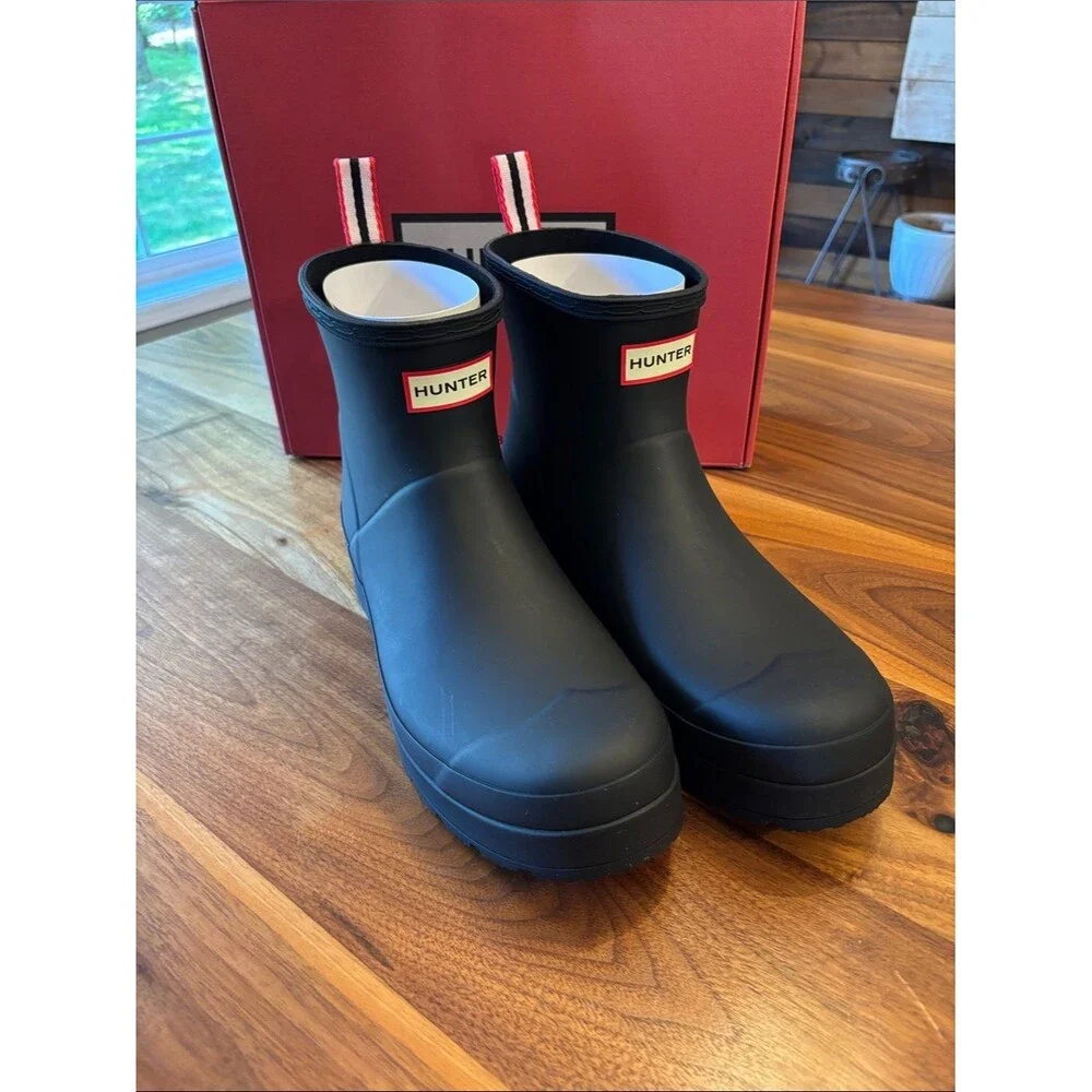 NEW Hunter Women’s Original Short Black  Play Wedge Rain Boot Size 11